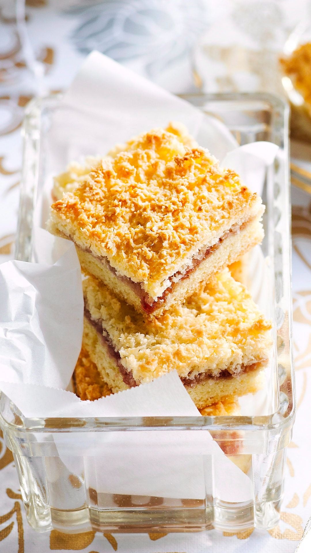 Coconut and jam slice